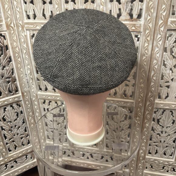 Unisex Black & Gray Hat Newsboy Walking Gatsby Cap 100% Pure Wool Donegal Tweed - Picture 4 of 9